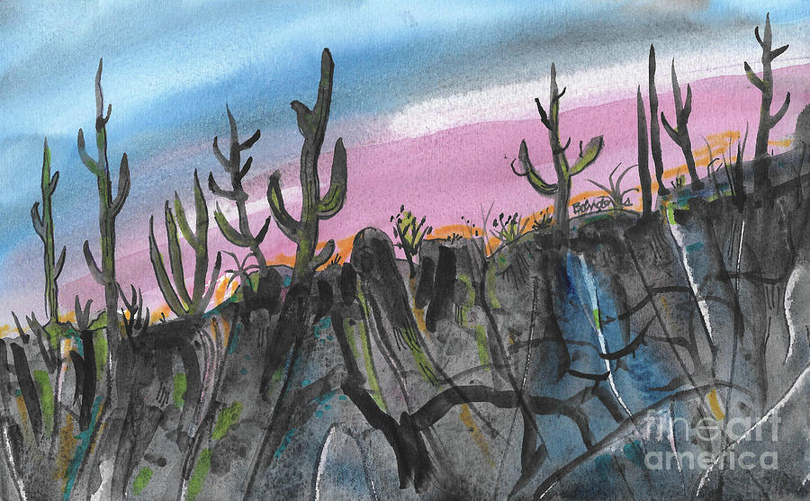 Cactus Landscape Painting by Terry Banderas
