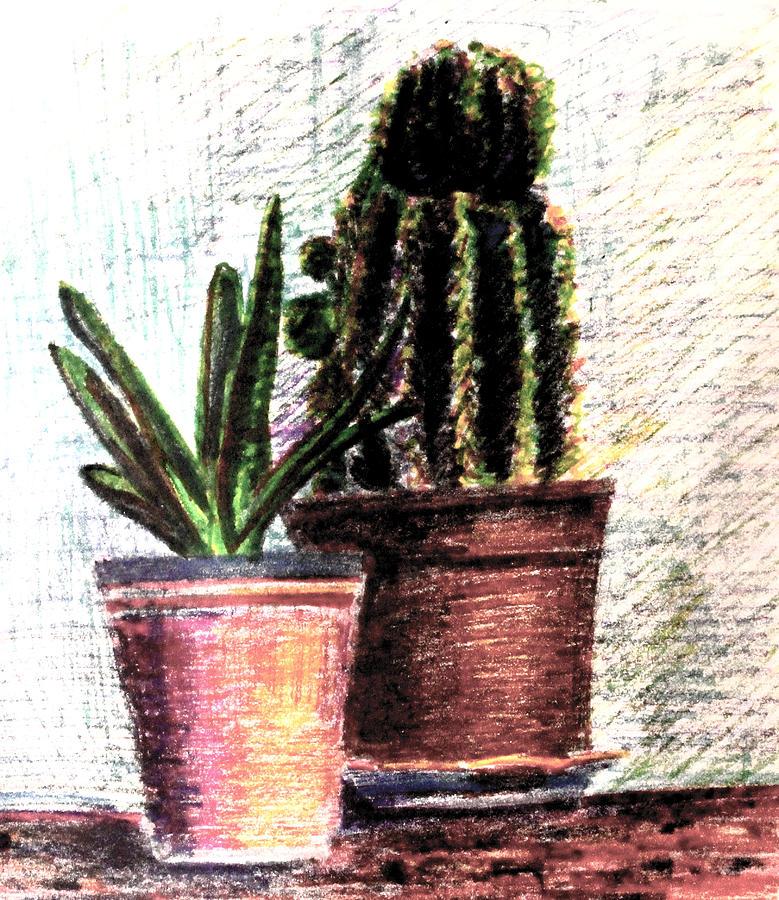 Cactus Painting by Medea Ioseliani
