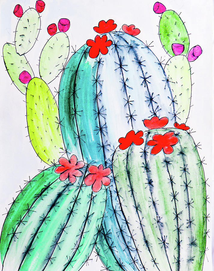 Cactus Party 8 Painting by Ted Clifton