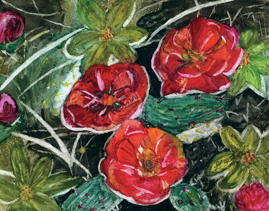 Cactus Roses Painting by Genevieve Holland