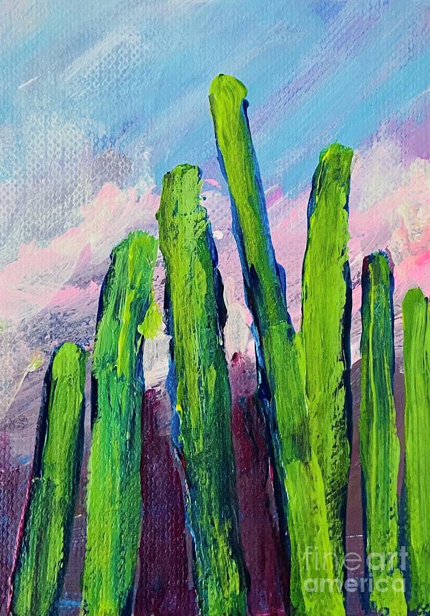 Sunset Painting - Cactus Series 2 by Sherry Harradence
