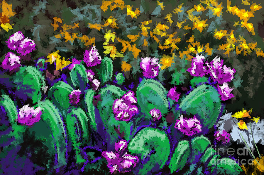 Cactus SunFlowers Painting by Tim Gilliland