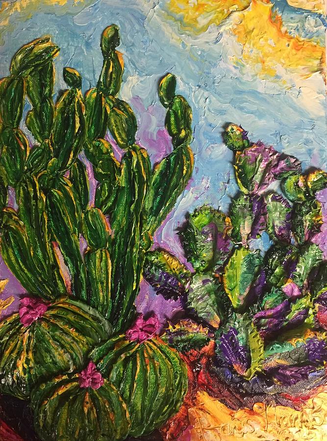 Cactus Trio Painting by Paris Wyatt Llanso