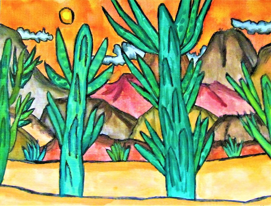 Mountain Painting - Cactus Valley by Maggie Russell