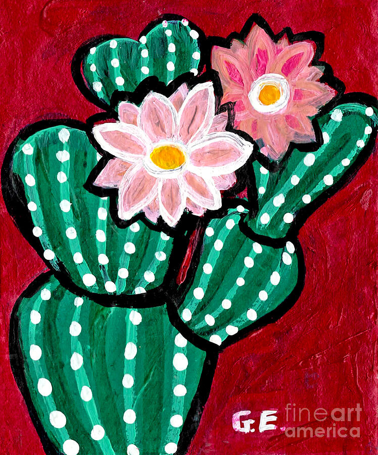 Flower Painting - Cactus with Flowers by Genevieve Esson