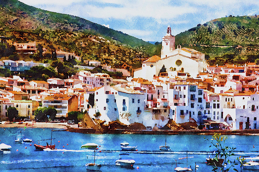 Cadaques, Spain watercolor Photograph by Tatiana Travelways