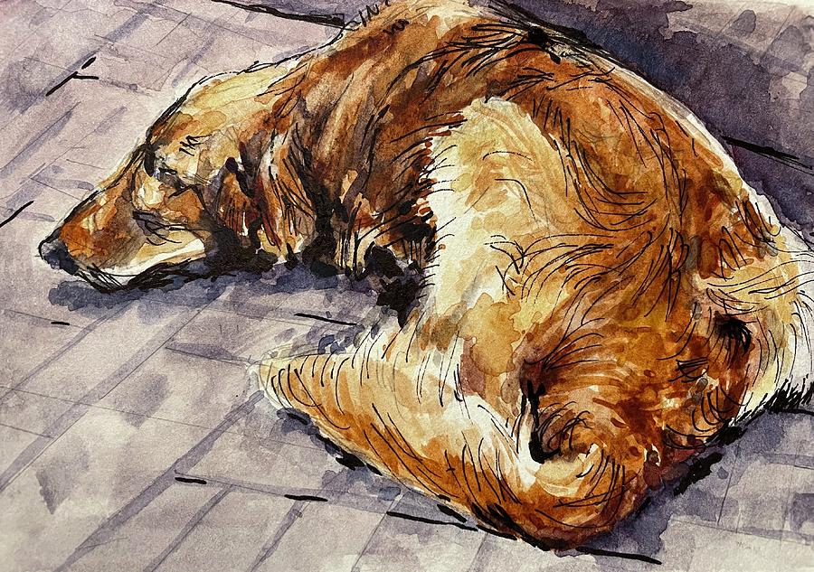 Caddis the Wonder Dog Painting by Les Herman