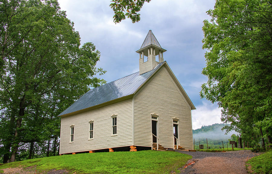 Cades Cove Church on a Rainy Morning Photograph by Marcy Wielfaert