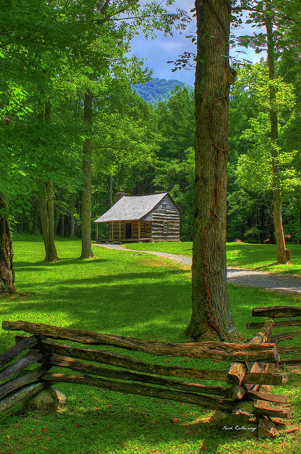 Cades Cove, TN Shadows In Time Carter Shields Cabin Great Smoky Mountains National Park Art Photograph by Reid Callaway