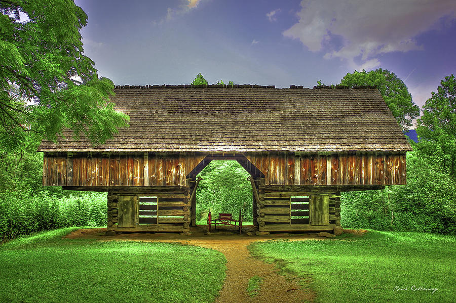 Cades Coves Cantilever Barn Architectural Landscape Art Photograph by Reid Callaway