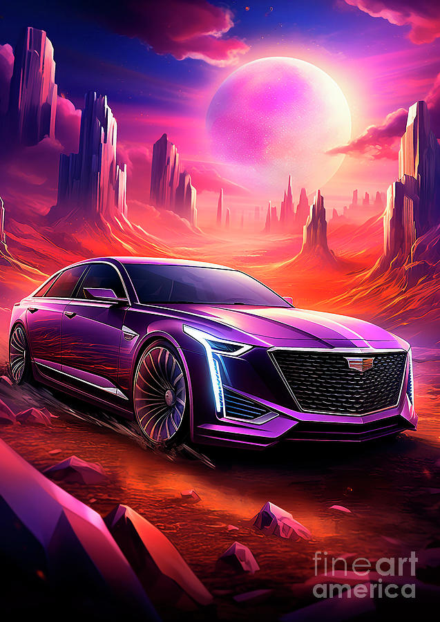 Car Drawing - Cadillac CT6 - Purple Radiance of Luxury by Clark Leffler