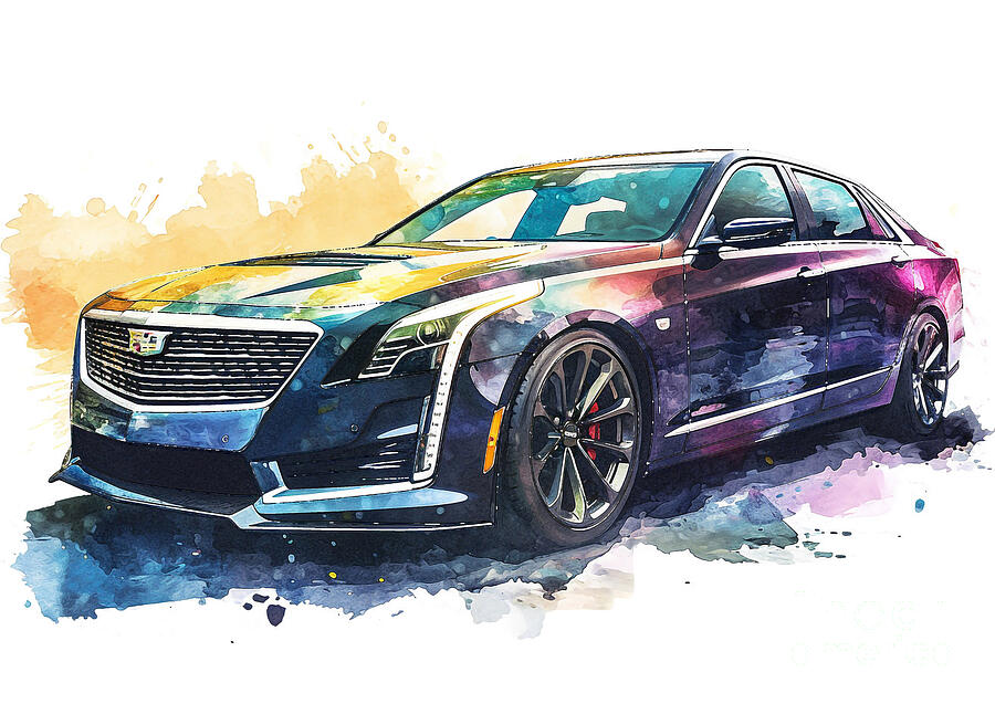 Luxury Car Painting - Cadillac CT6V auto vibrant colors by Clark Leffler