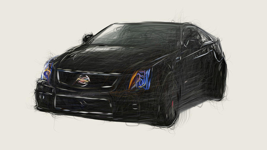 Cadillac CTS V Coupe Special Edition Car Drawing Digital Art by