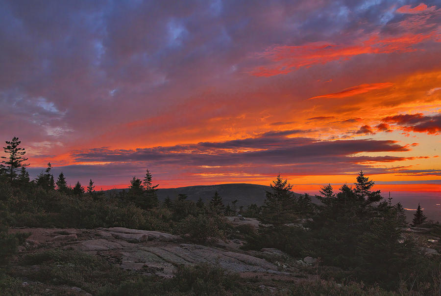 Cadillac Mountain At Sunset Photograph by Stephen Vecchiotti