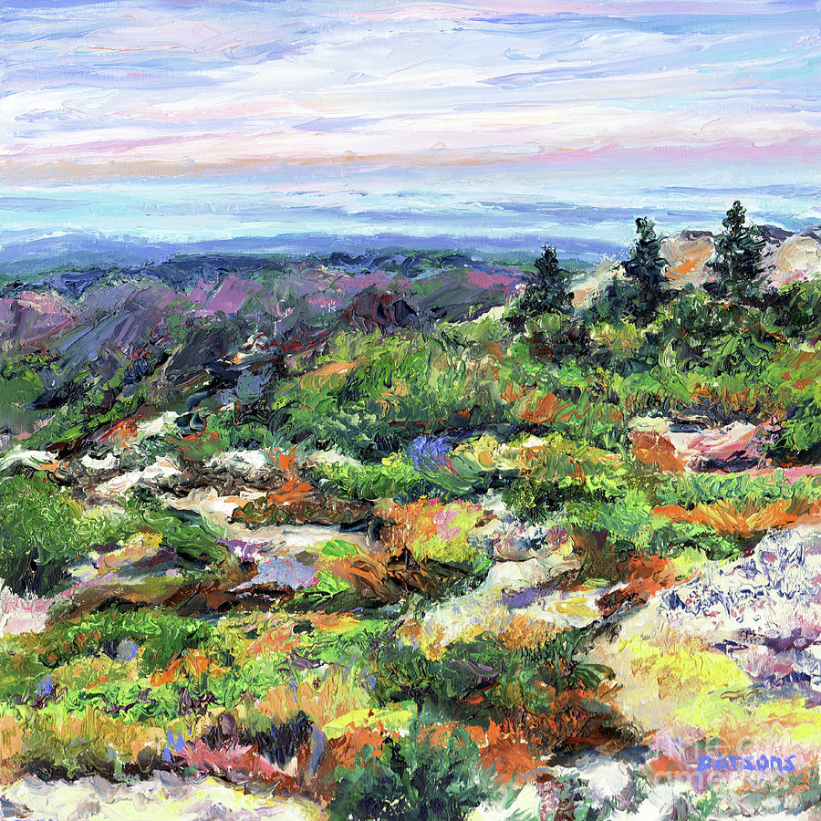 Cadillac Mountain Morning, Acadia National Park, Maine Painting by Pamela Parsons