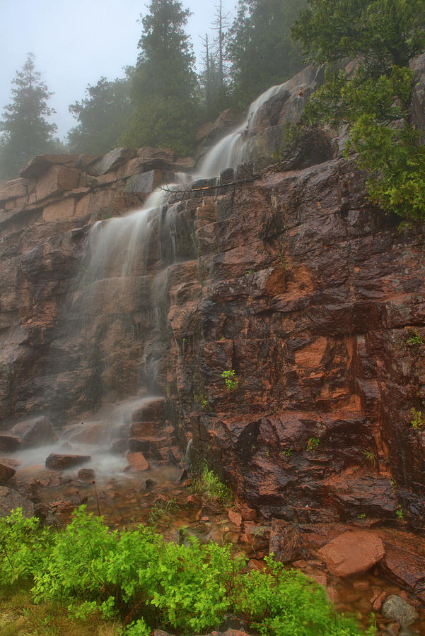 Cadillac Mountain Waterfall Photograph by Stephen Vecchiotti
