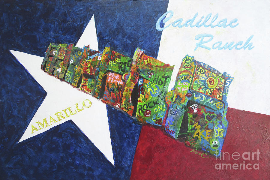 Cadillac Ranch Redux Painting by Nancy Charbeneau