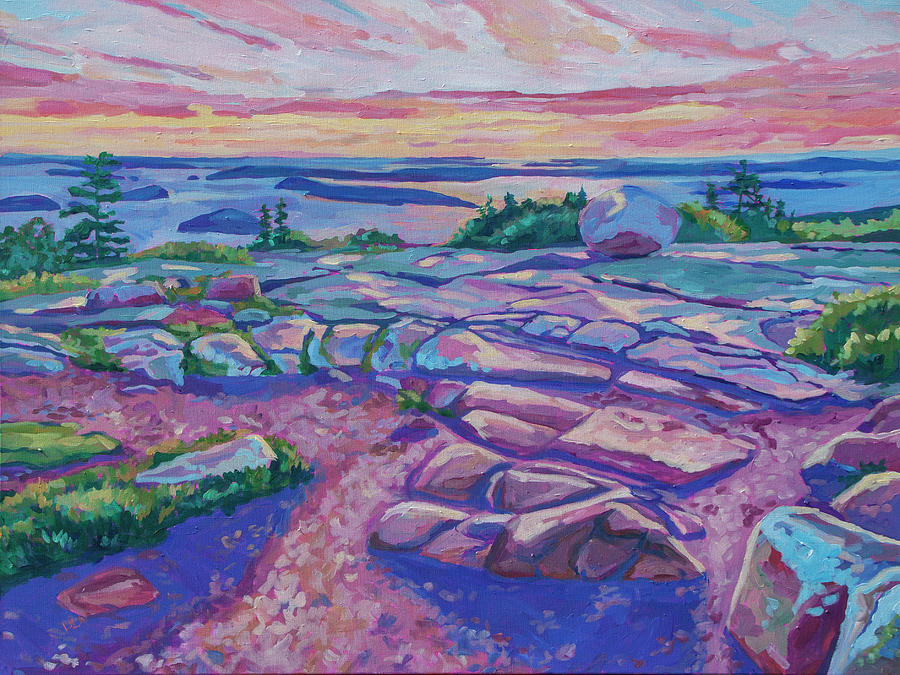 Cadillac Summit Sunrise, Acadia Painting by Heather Nagy