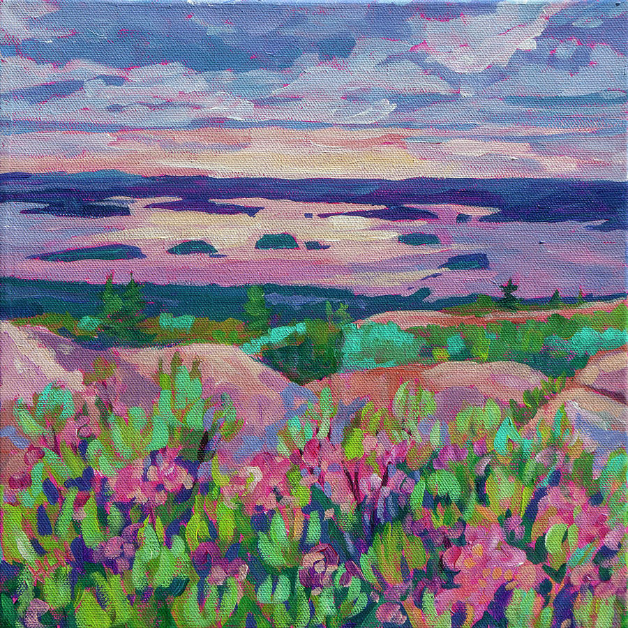 Cadillac Summit Sunset, Acadia Painting by Heather Nagy