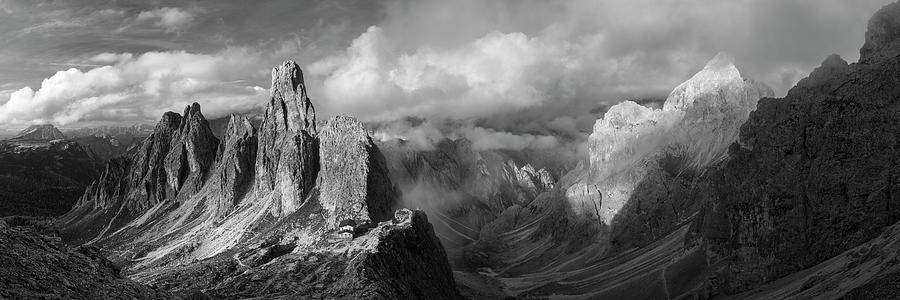 Cadini Peaks Tre Cime di Lavaredo Dolomites Italy black and white Photograph by Sonny Ryse