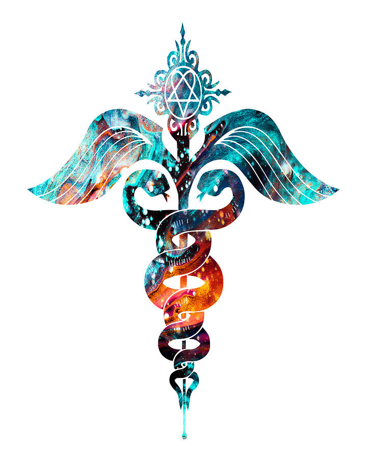 Caduceus Painting - Caduceus Art by Zuzi s Caduceus Painting - Caduceus Art by Zuzi s
