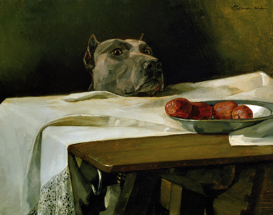 Great Dane Painting - Caesar at the Rubicon, 1878 by Wilhelm Trubner