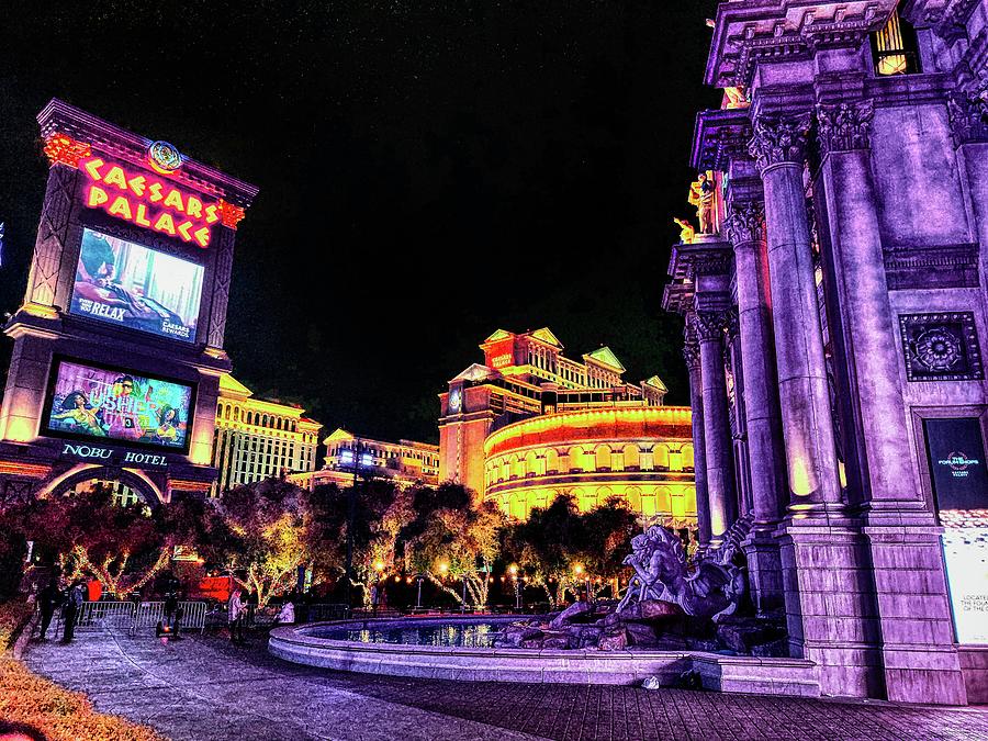 Las Vegas Photograph - Caesars Palace at Night, Las Vegas by Chance Kafka