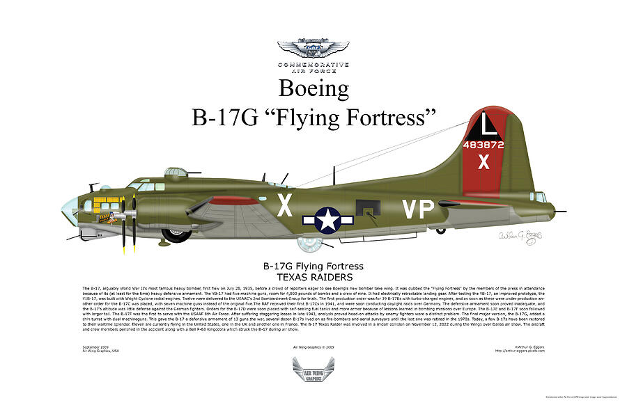 CAF Boeing B-17G Flying Fortress Texas Raiders BACKGROUND Digital Art by Arthur Eggers
