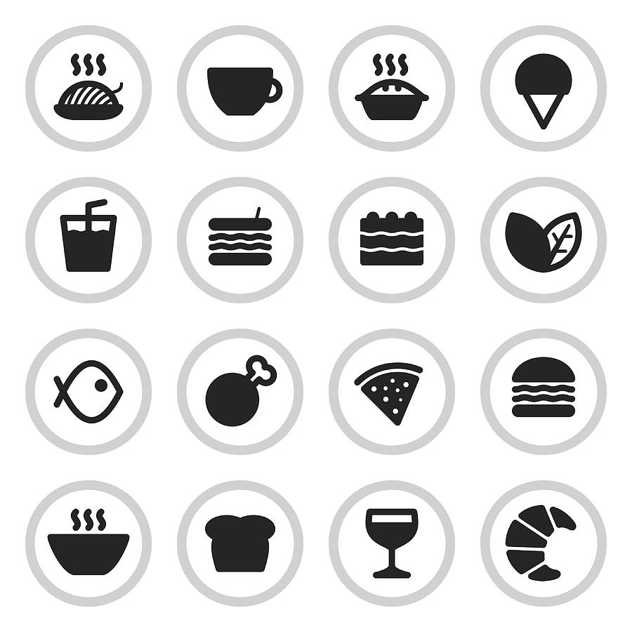 Cafe & Restaurant Menu Icons | Black Drawing by Turnervisual