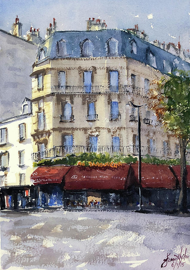 Cafe Au Barodeur Painting by James Nyika