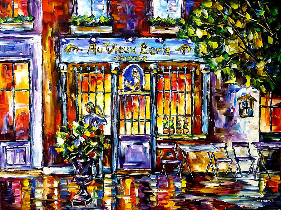 Cafe Au Vieux Paris dArcole Painting by Mirek Kuzniar