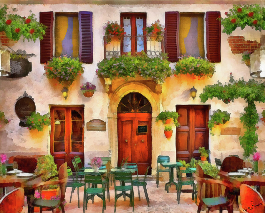 Cafe Bistro French Painting by George Rossidis