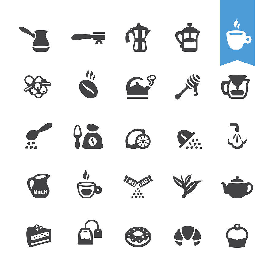 Cafe, Coffee and Tea vector icons Drawing by Lushik