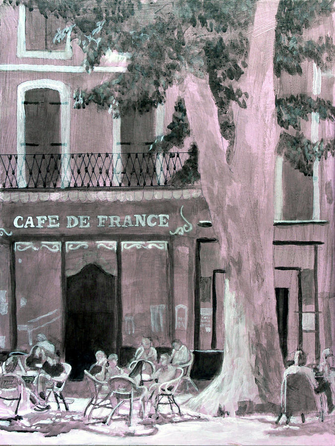 Outdoor Cafe Drawing - Cafe De France by David Zimmerman