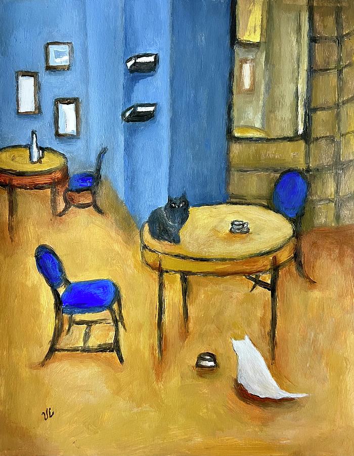 Cat Painting - Cafe des Chats by Victoria Lakes