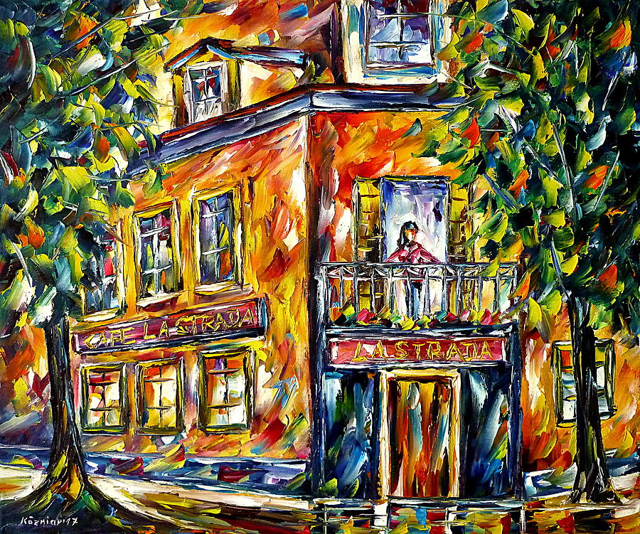 Cafe La Strada Painting by Mirek Kuzniar