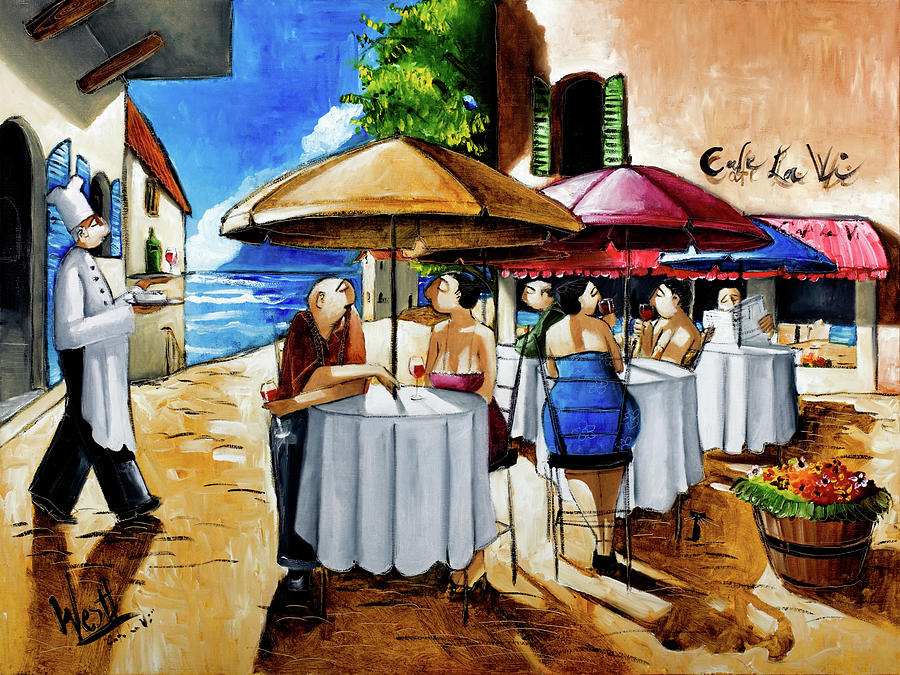 Cafe La Vi Painting by Ronald West - Fine Art America