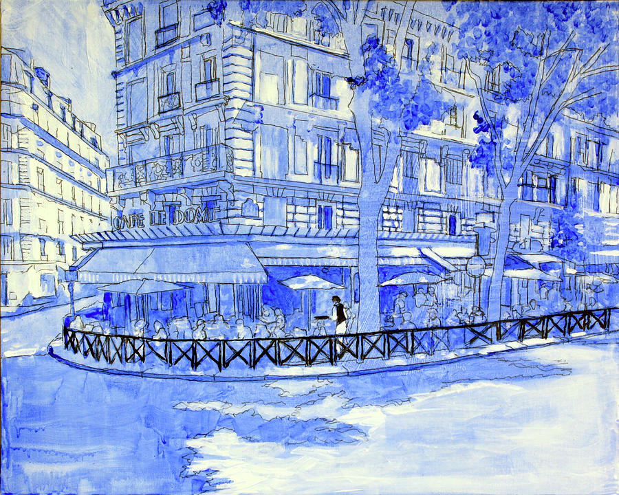 Cafe Le Dome Drawing by David Zimmerman