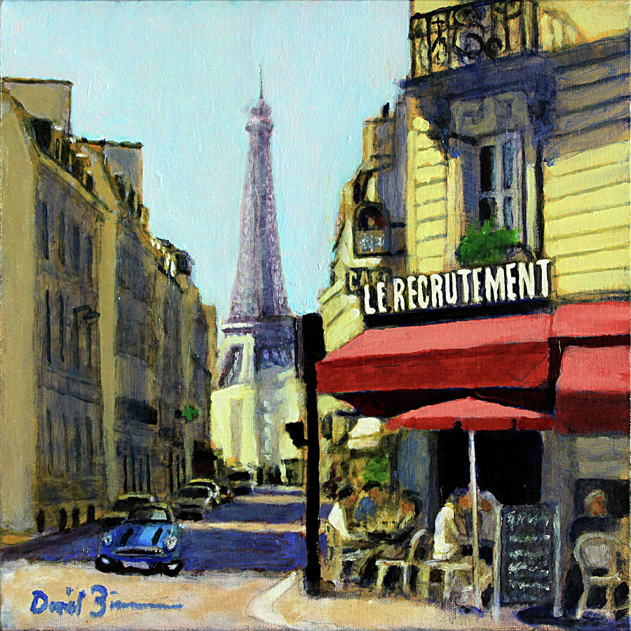 Cafe Le Recrutement Painting by David Zimmerman