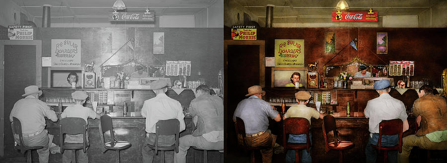 Cafe - Mongollon NM - The town cafe 1940 - Side by Side Photograph by Mike Savad