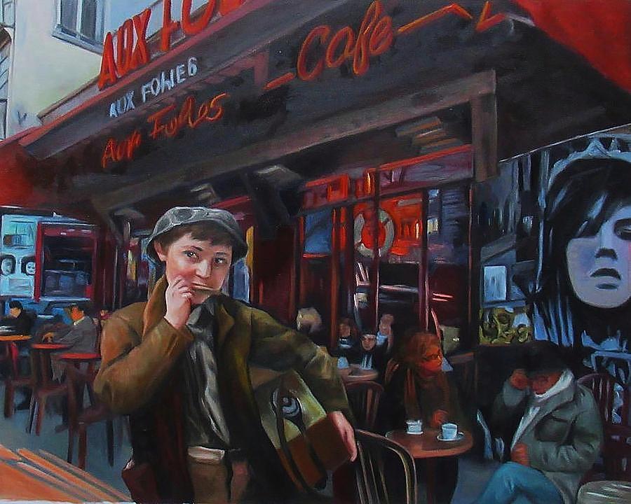 Cafe On Rue de Belleville Painting by Dan Wehnes