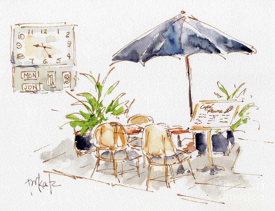 Cafe Plume Paris Painting by Pat Katz