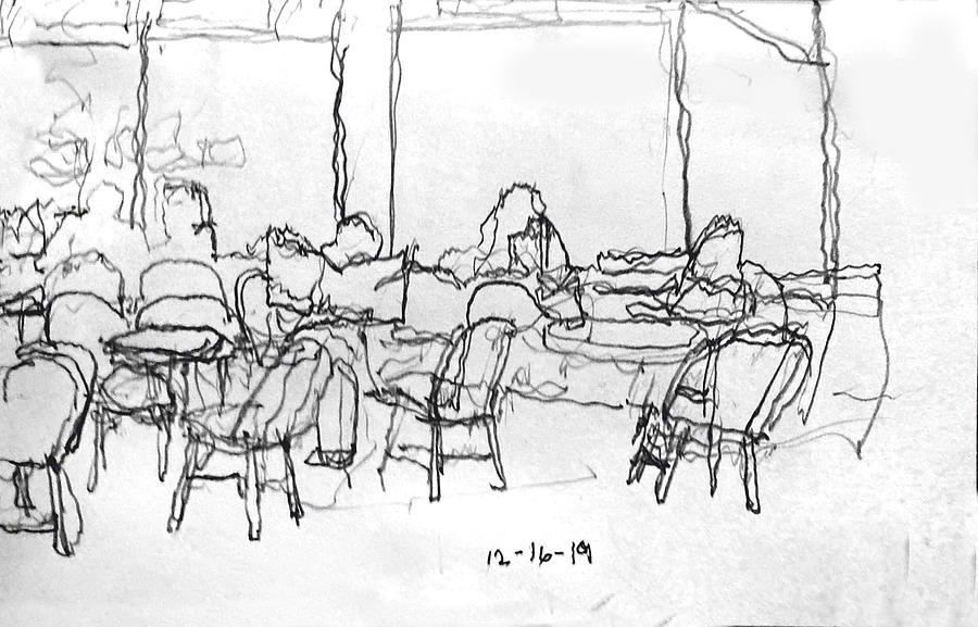 Cafe Sketch Drawing by David Zimmerman