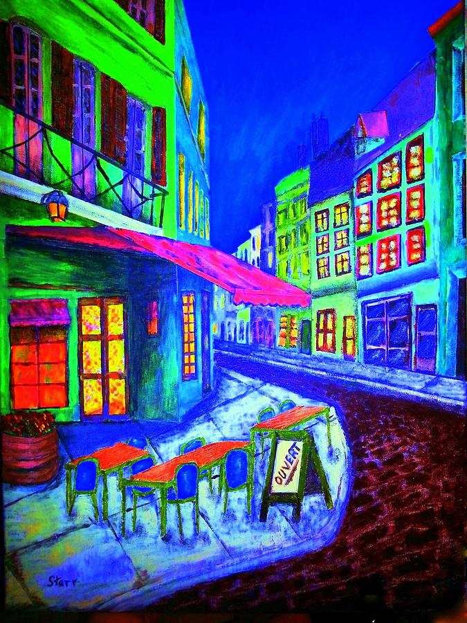 Architecture Painting - Cafe South of France exciting Colors by Irving Starr