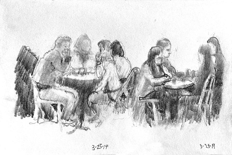 Cafe Study 4 and 5 Drawing by David Zimmerman