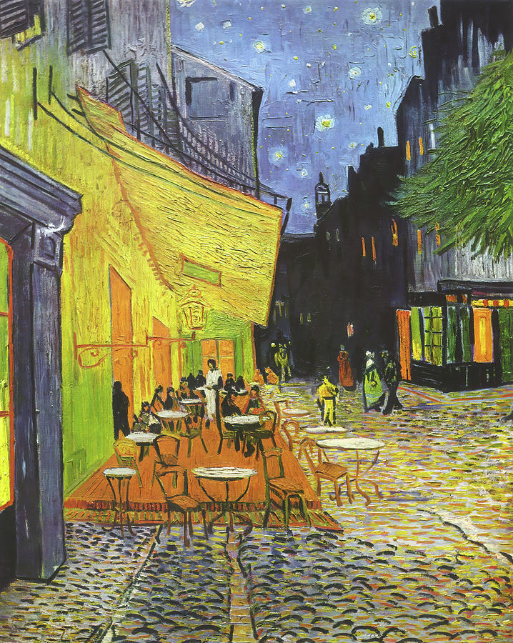 Vincent Painting - Cafe Terrace at Night by Eric Glaser