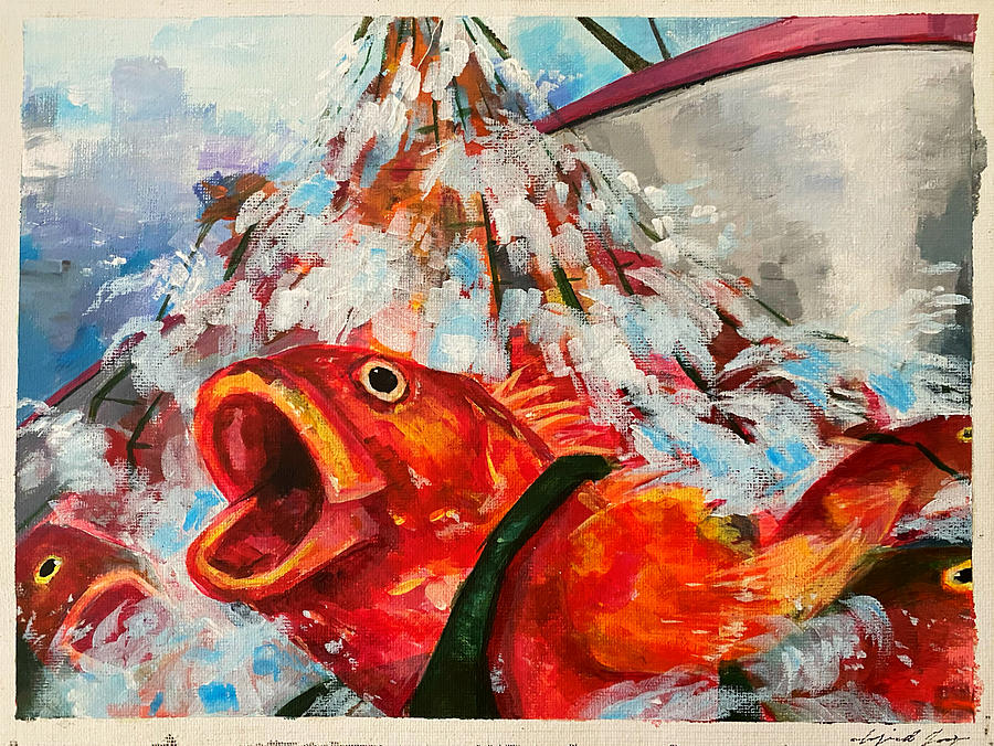 Fish Painting - Caged by Ingrid Leng Grade 11 by California Coastal Commission