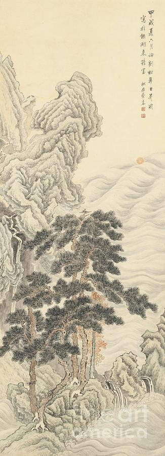 Cai Jia Landscape After Liu Songnian Ink And Color On Paper Hanging Scroll Painting