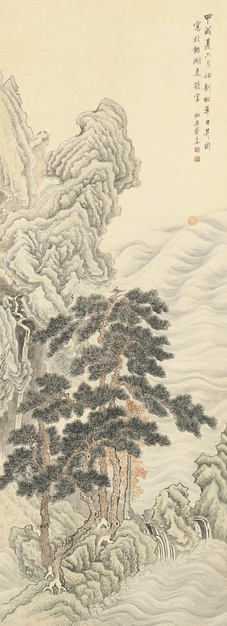 Cai Jia Landscape After Liu Songnian Ink And Color On Paper, Hanging Scroll Painting