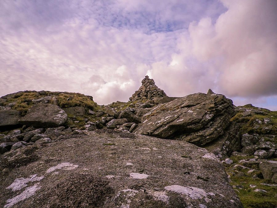 Cairn And Clouds Showery Tor Bodmin Moor Cornwall Photograph by Richard Brookes
